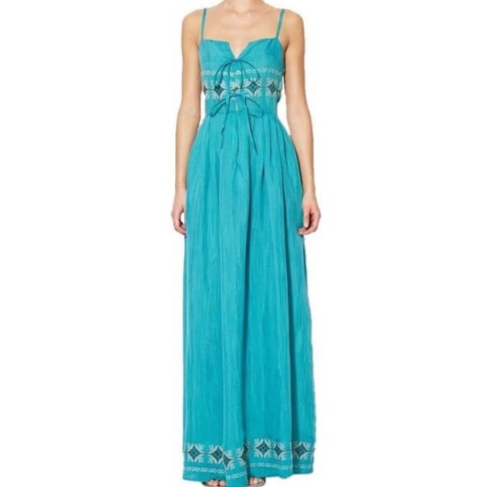 NWT Karen Zambos Teal Maxi Dress
